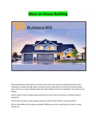 Ideas on House Building in  Builder365