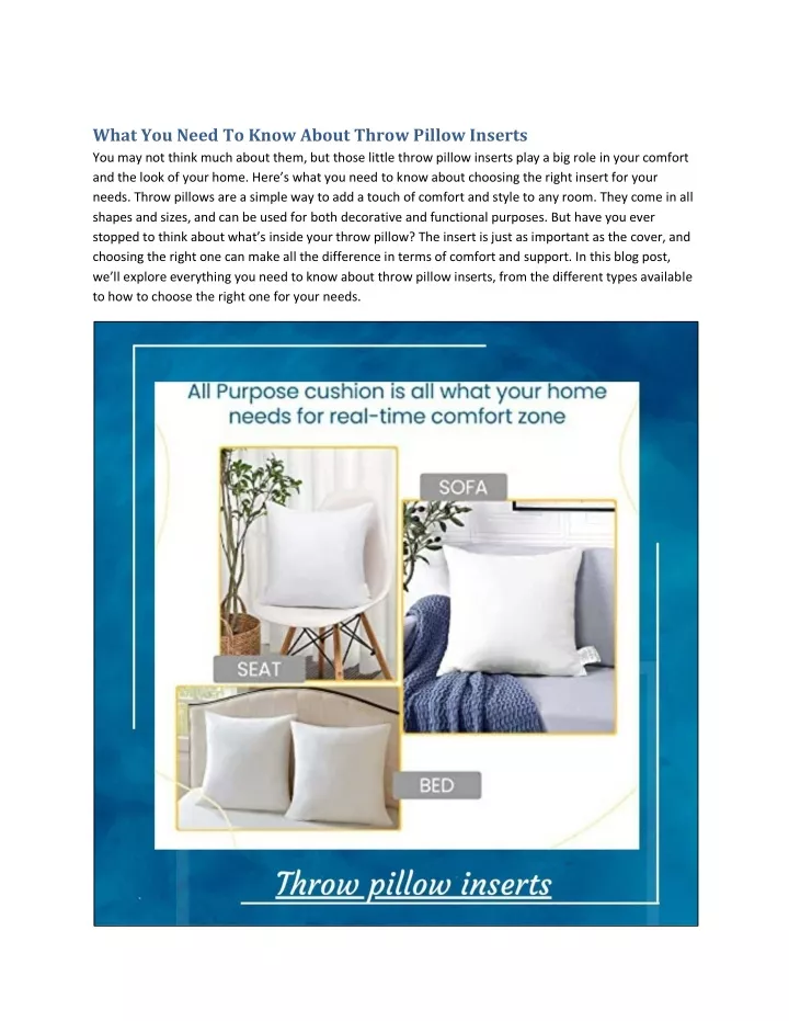 what you need to know about throw pillow inserts