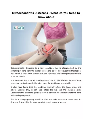 Osteochondritis Dissecans - What Do You Need to Know About.docx