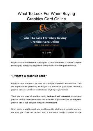 what to look for when buying graphics card online