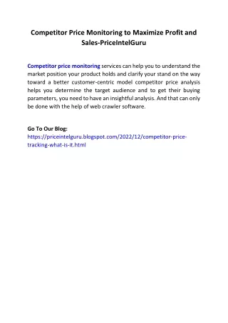 competitor price monitoring to maximize profit
