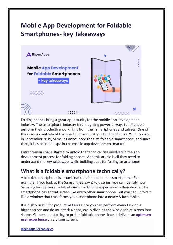 mobile app development for foldable smartphones