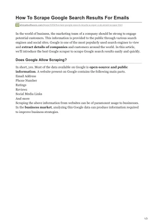 how to scrape google search results for emails