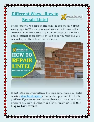 different ways how to repair lintel