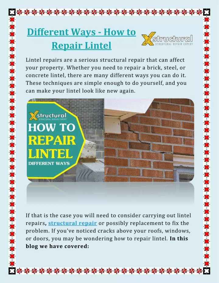 different ways how to repair lintel