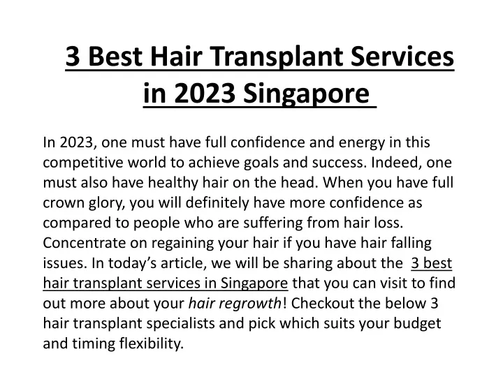 3 best hair transplant services in 2023 singapore