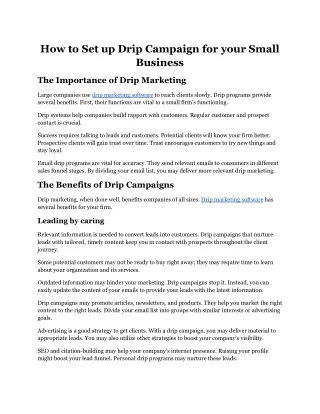 how to set up drip campaign for your small