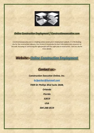 Online Construction Employment  Constructionexecutive