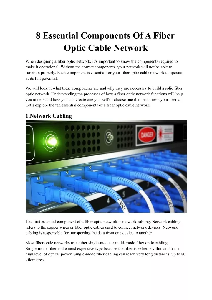 8 essential components of a fiber optic cable