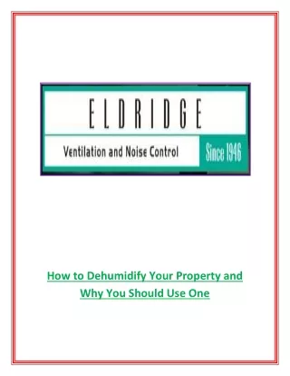 how to dehumidify your property
