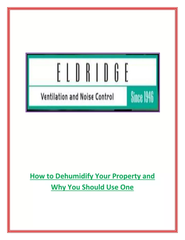how to dehumidify your property
