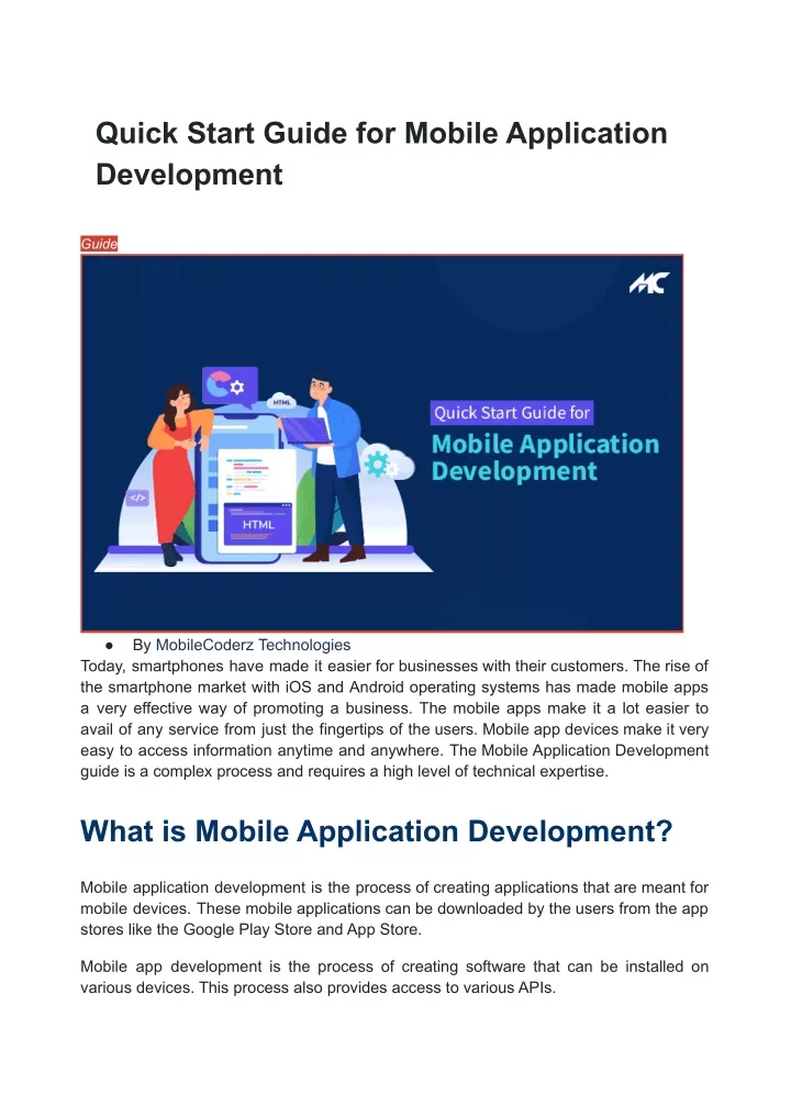 quick start guide for mobile application