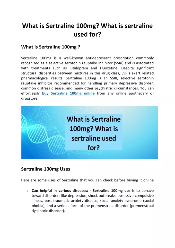 what is sertraline 100mg what is sertraline used