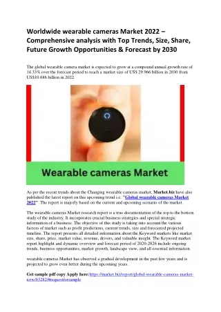 Worldwide wearable cameras Market 2022