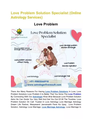 love problem solution specialist
