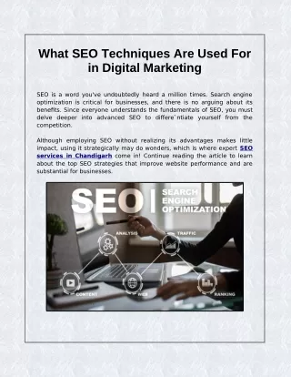 what seo techniques are used for in digital