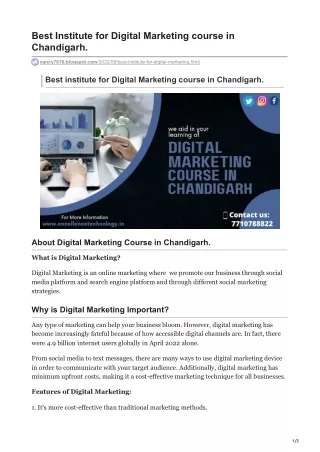 Digital Marketing course in Chandigarh
