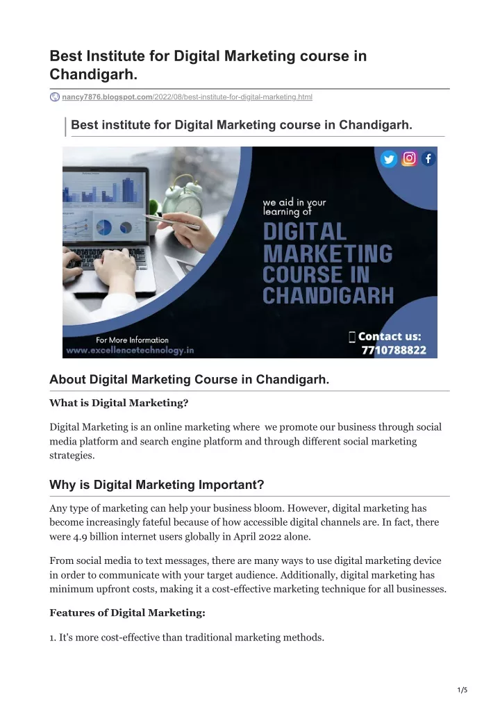 best institute for digital marketing course