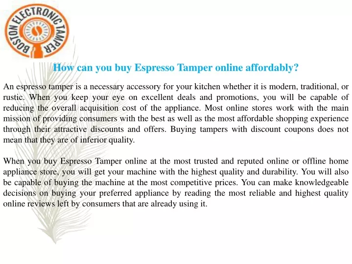 how can you buy espresso tamper online affordably