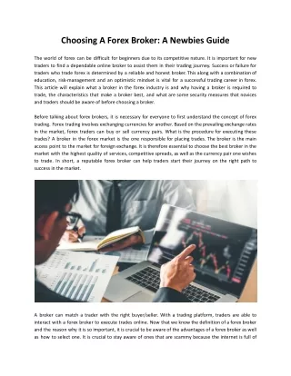 choosing a forex broker a newbies guide
