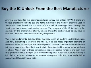 Buy the IC unlock from the best manufacturer