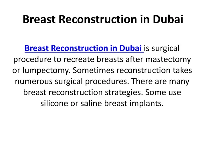 breast reconstruction in dubai