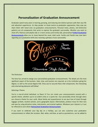 Personalization of Graduation