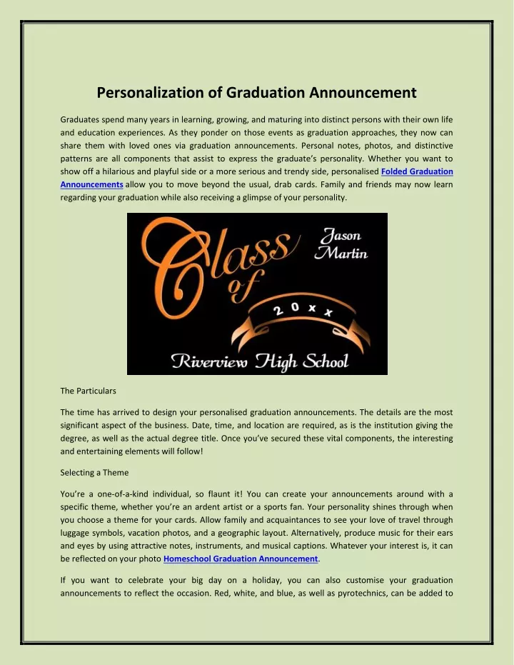 personalization of graduation announcement
