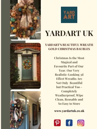 YARDART'S BEAUTIFUL WREATH GOLD CHRISTMAS BAUBLES