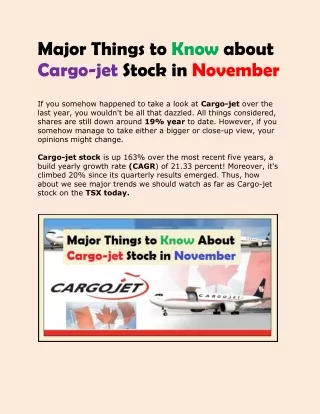 Major Things to Know about Cargo-jet Stock in November