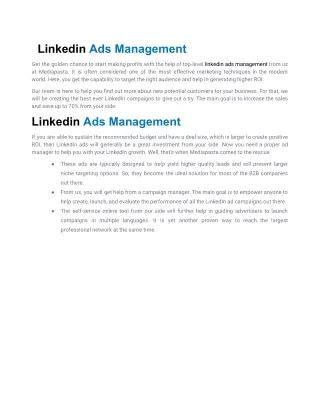 linkedin ads management