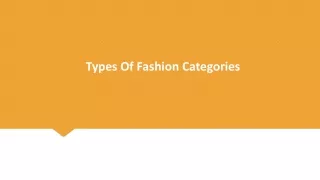 Types Of Fashion Categories