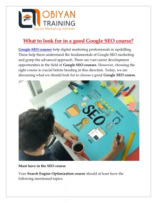 What to look for in a good Google SEO course