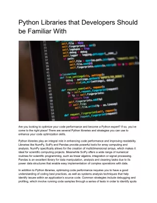 python libraries that developers should