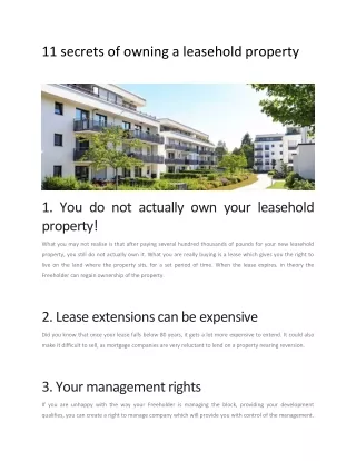 11 secrets of owning a leasehold property