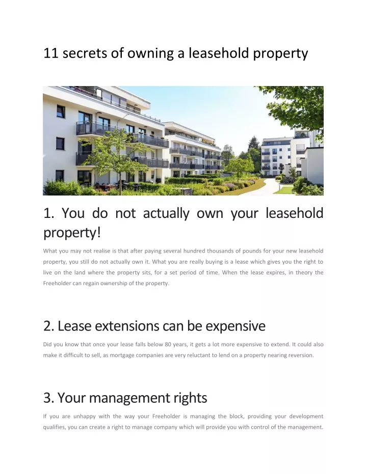 11 secrets of owning a leasehold property