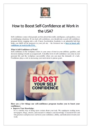 Learn How to Improve Your Self Confidence in the USA.
