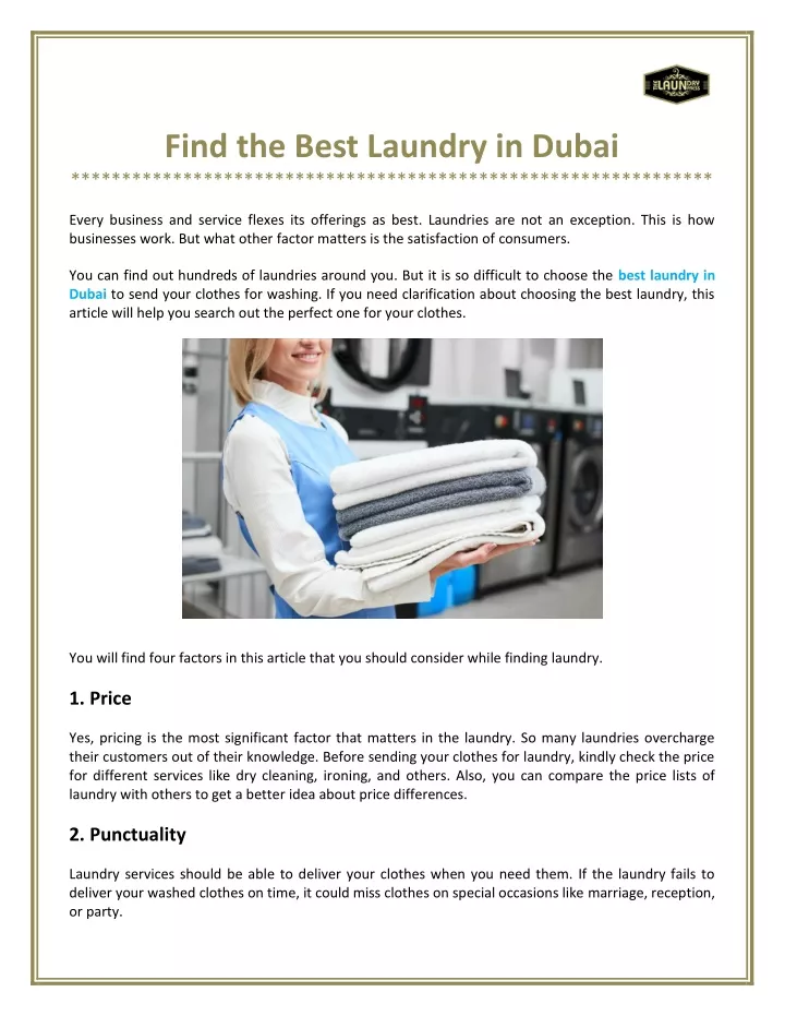 find the best laundry in dubai