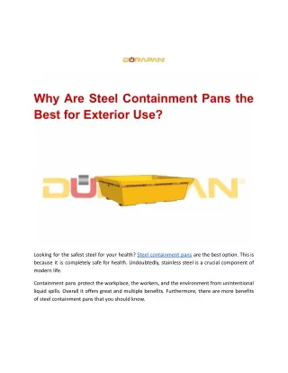 Why Are Steel Containment Pans the Best for Exterior Use?