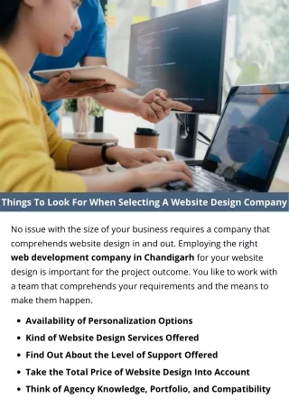 things to look for when selecting a website