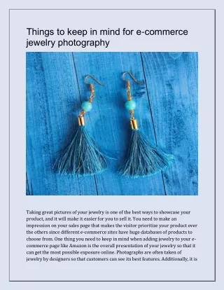 Things to keep in mind for e-commerce jewelry photography