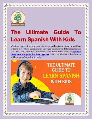 The Ultimate Guide To Learn Spanish With Kids