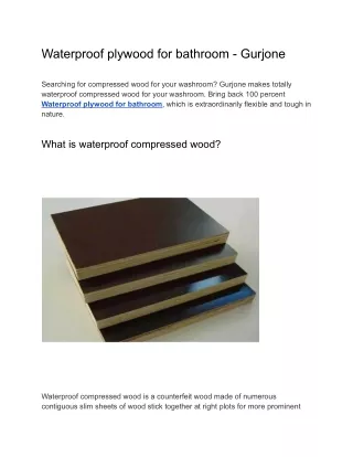 Waterproof plywood for bathroom - Gurjone