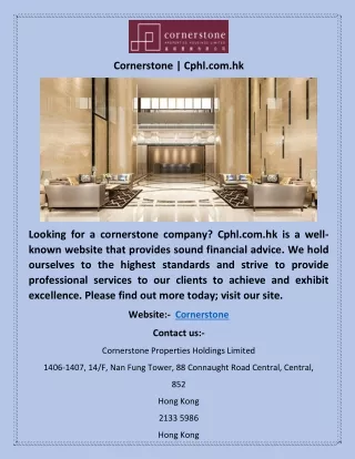 Cornerstone | Cphl.com.hk