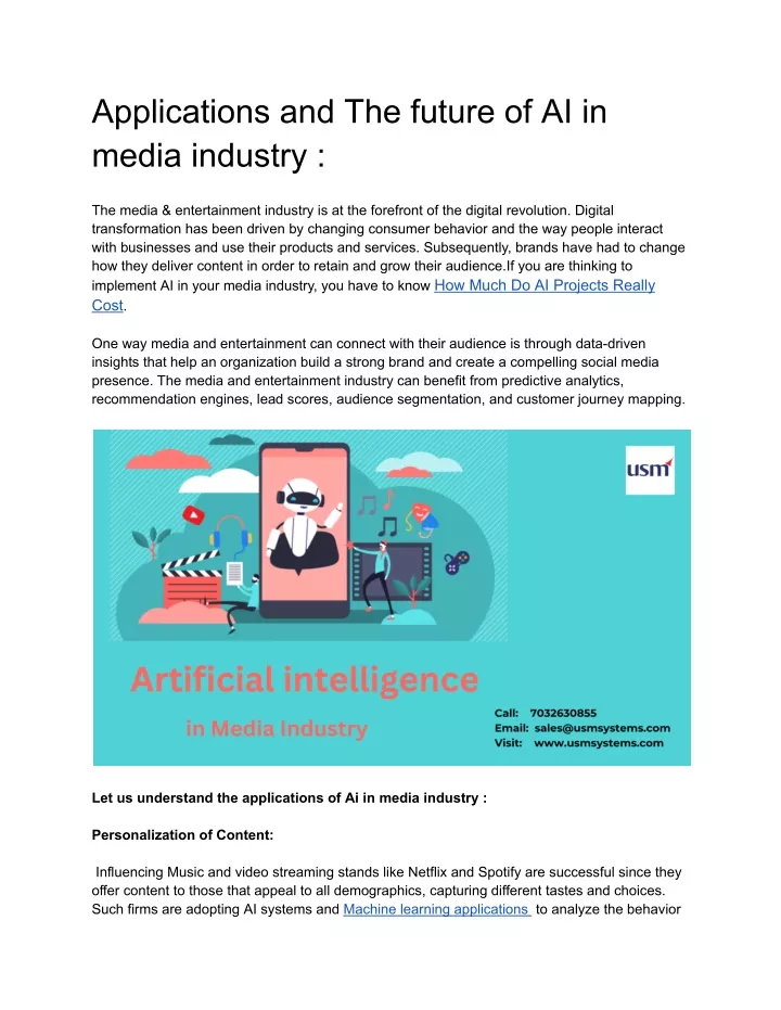 applications and the future of ai in media