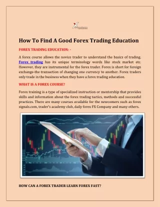 How To Find A Good Forex Trading Education