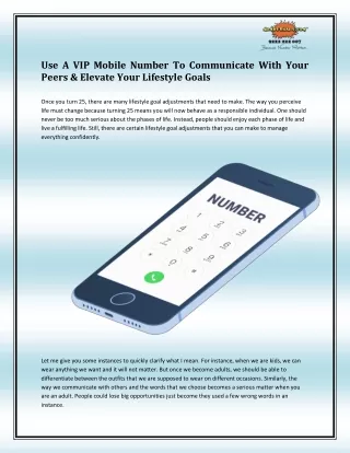 use a vip mobile number to communicate with your