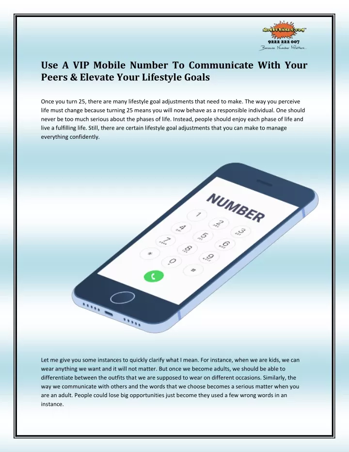 use a vip mobile number to communicate with your