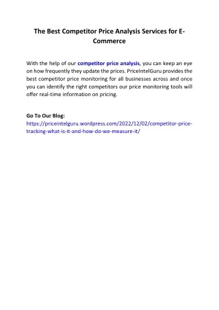 the best competitor price analysis services
