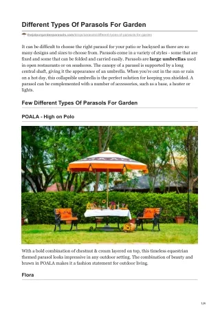 Different Types Of Parasols For Garden